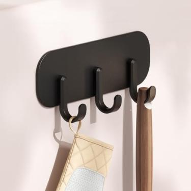 Imagem de Porta-chaves de plástico autoadesivo, organizador de 3 ganchos para cozinha, mudroom, corredor, entrada, modelo de fecho magnético cinza