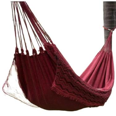 Imagem de Rede De Dormir Descanso Jeans Gigante Resistente Algodao Delux(VINHO)