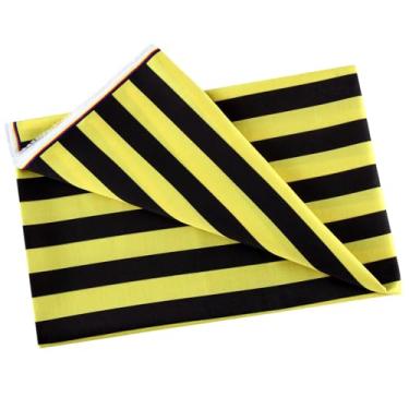 Imagem de Tegeme Impressão em tecido de poliéster listrado amarelo e preto 144.8 cm x 1 jarda material de poliéster 2,5 cm listra com tecido de combinação de duas cores para costura, acolchoamento, toalhas de