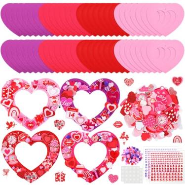 Imagem de Wavwavw 472 peças de kits de artesanato de grinalda decorações de guirlanda com 300 peças de adesivos de feltro para decoração interna ao ar livre para festas de fim de ano (amor, vermelho)