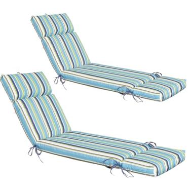 Imagem de Jadoxy Conjunto de 2 almofadas de espreguiçadeira resistentes à água e ao desbotamento, almofadas de substituição para espreguiçadeiras para pátio, piscina, varanda, terraço, gramado (70,5 x 22,3 x
