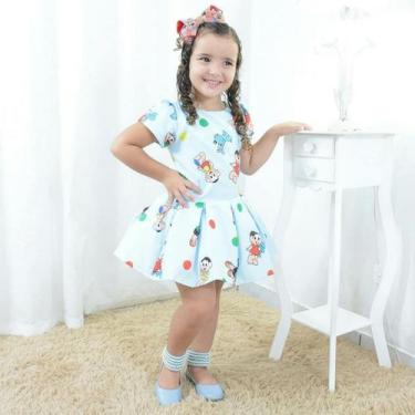 Imagem de Vestido infantil turma da Mônica, Magali, Cebolinha, Cascão e Bidu - M