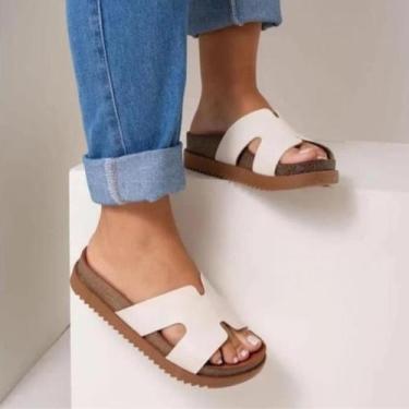 Imagem de Sandália Tira em H Original Moleca Tamanco Plataforma Cor:BrancoTamanh