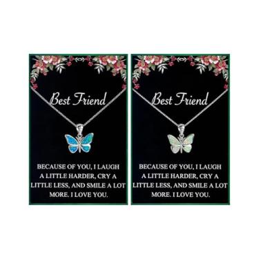 Imagem de Zurlcdye Colar de amizade para 2 colares de borboleta para mulheres, opala delicada, pingente de corrente de prata, pingente moderno, acessórios de joias de aniversário para presentes, Zinco, Sem