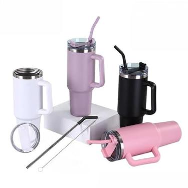 Imagem de Garrafa térmica portátil de aço inoxidável de 1200 ml com tampa com canudo (Cor Aleatório（1.2L）)