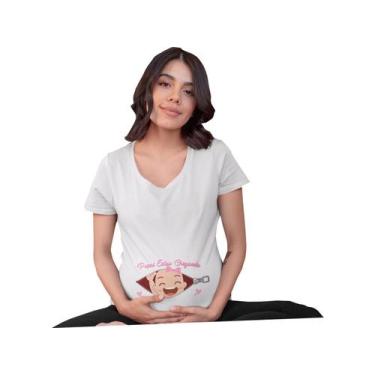 Imagem de Camiseta Gestante Estou Chegando Papai Chá De Bebê Grávida de Menina B