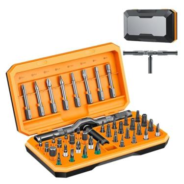 Imagem de Conjunto de chaves de fenda catraca magnética 42 em 1 com alça catraca T, 42 pontas de precisão, kit de ferramentas de chave de fenda portátil, para instalação de reparo diário em casa, projetos DIY