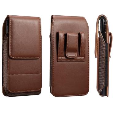 Imagem de Carteira de cintura para celular masculina, suporte universal para cinto de couro para celular, bolsa de cintura para smartphone, esporte ao ar livre, cinto magnético, coldre de cintura, pochete com