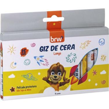 Imagem de Giz de Cera Fino 15 Cores com Película Protetora Infantil - BRW