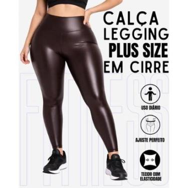 Imagem de Calça Legging Plus Size Em Cirre Imita Couro Brilho Fosco Feminino WOLFOX-Feminino