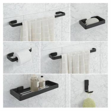 Imagem de Kit De Acessórios Para Banheiro 6 Peças Preto - Rede Móveis