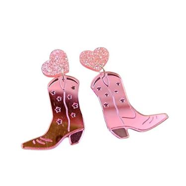 Imagem de Brincos pendentes de acrílico HOWDY HOWDY com glitter, rodeio, discoteca, caubói, apresentação, country, para mulheres, meninas, festas, joias do sul, Acrílico Acrílico Glitter, acrílico