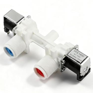 Imagem de W10906602 Válvula de entrada de água de lavadora adequada para Whirlpool, Kenmore, Amana, substitui W10869511, W11176412, 4460930, peças de reposição de válvula de entrada de água para secadora