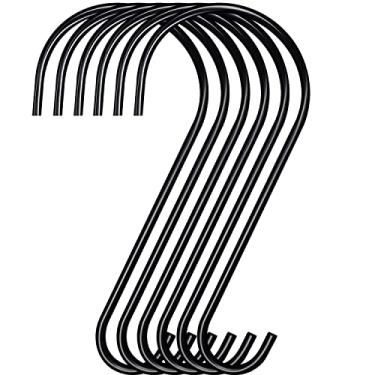 Imagem de DINGEE Gancho de galho de árvore, ganchos grandes S de 30 cm para plantas penduradas, ganchos de metal preto longos para alimentador de pássaros, pacote com 6 ganchos resistentes para casa de pássaros, cestas, lanternas, jardim, pátio, interior externo