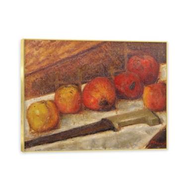 Imagem de Moldura dourada. Arte vintage emoldurada de frutas mortas, pintura clássica de cozinha country, decoração de parede de casa de fazenda quente para sala de jantar e cozinha. B14. 70 x 90 cm - 27,6 x
