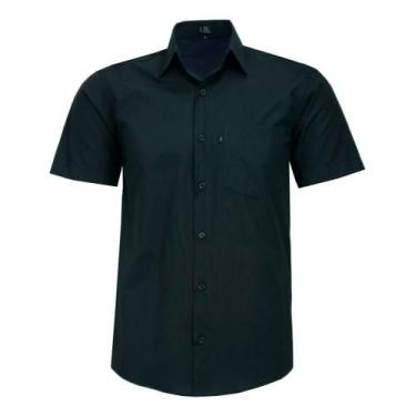 Imagem de Camisa Social Masculina Mc Lbl Com Bolso Passa Fácil 3032, Preto, 3