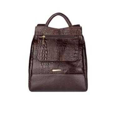 Imagem de Mochila pequena antifurto couro croco Susan-Feminino