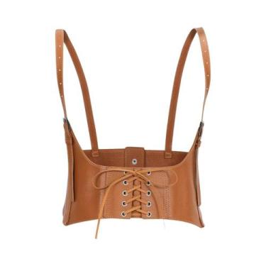 Imagem de Cinto De Corset De Couro Feminino Com Fecho De Cadarço E Fecho De Pres