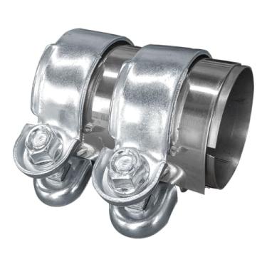 Imagem de Braçadeira de escape automotiva de 5 cm, parafusos de junta de extremidade de aço inoxidável, conjunto de braçadeira de flanges de banda, acoplador de manga de conector de tubo universal para