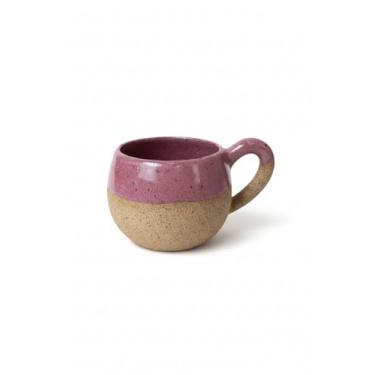 Imagem de Xícara de Café Artesanal em Cerâmica, Acabamento Rústico Texturizado, Rosa Escuro Jujuba
