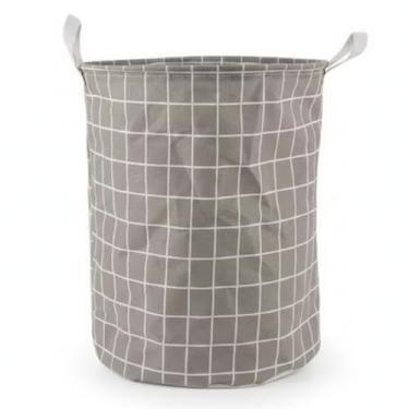Imagem de Cesto Organizador Multiuso 40L Versátil para Roupa Suja, Brinquedos, Quarto, Banheiro ou Lavanderia (Quadriculado Cinza)