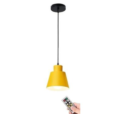 Imagem de Luminária pendente sem fio, alimentada por bateria, com controle remoto, sem necessidade de fiação, para teto moderno de ambientes internos, ideal para ilha de cozinha, sala de jantar e corr