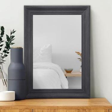 Imagem de MWAZZLL Espelho de parede rústico com moldura de madeira, espelhos retangulares de fazenda para parede espelho decorativo para banheiro quarto