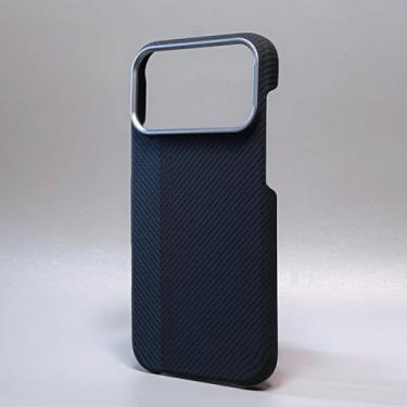 Imagem de Capa de luxo em fibra de carbono, fina, para iPhone 17, 13, 14, 15, 16 Pro Max, resistente a impactos, com lente de liga metálica, proteção para câmera, ultrafina e rígida em policarbonato, azul mari