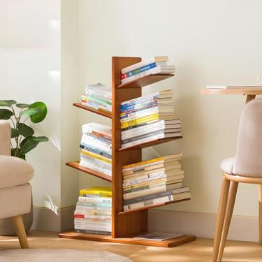 Imagem de Estante de árvore vertical alta para espaços pequenos, torre de prateleira de livros no chão, estante de escada estreita para quarto/sala de estar/escritório em casa