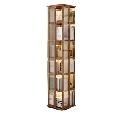Imagem de Estante de livros rotativa para casa, prateleira multifuncional tipo piso, sala de estar, moderna, simples, multicamadas, prateleira de armazenamento independente (marrom, G)