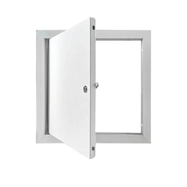 Imagem de Painel de acesso de metal para drywall - Porta de acesso ao sótão com trava de chave para parede e teto - 25 x 25 cm - Ideal para encanamento e acesso a cabos