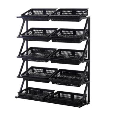 Imagem de Rack de exibição de loja, suporte de exibição de varejo, organizador de prateleira de supermercado versátil, organizador de lanches de despensa de cozinha de chão, com caixa de armazenamento removível