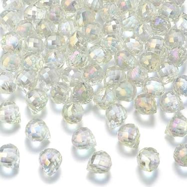 Imagem de 30 peças de contas de gota de vidro transparente facetadas gota d'água cristal espaçador contas perfuradas na parte superior prismas brilhantes lustre pingentes pendentes para brincos faça você mesmo