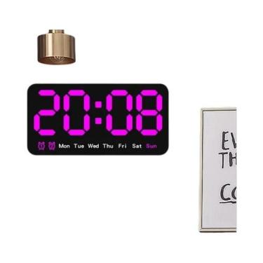 Imagem de Relógio De Parede LED Com Controle Por Voz, Grande Display Digital, Te
