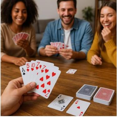 Imagem de Baralho Normal Completo com 54 Cartas – Cartas de Jogo Tradicionais para Truco, Poker, Buraco, Canastra e Jogos em Família