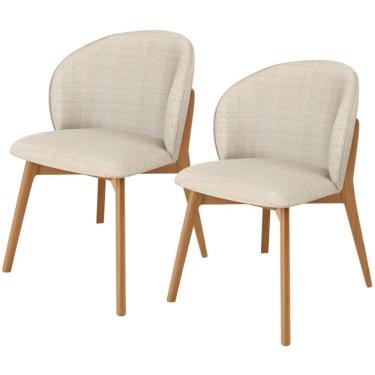 Imagem de Kit 02 Cadeiras De Jantar E Estar Living Estofada Mia L02 Linho Palha - Lyam Decor