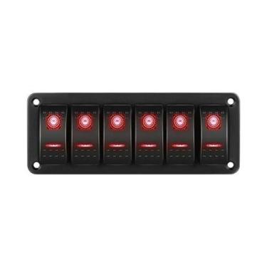 Imagem de Interruptor Gangue Triplo Com Luz De Fundo LED Azul, 5 Pinos, Liga/Des