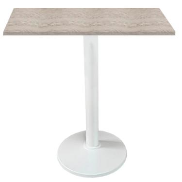 Imagem de Mesa Zeta Ferro Branco 75 Cm Alt Disco Redondo Tampo Mdp Quadrado 80 Cm Larg X 2,5 Cm Alt Castanheira