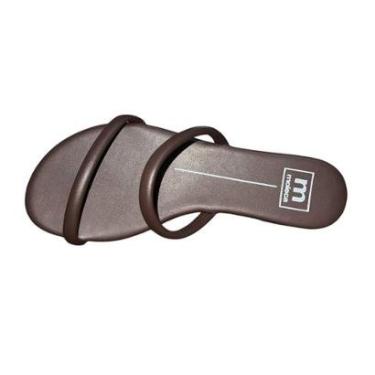 Imagem de Sandália Rasteira Slide Duas Tiras Feminino Moleca 5557.100 Marrom-Feminino