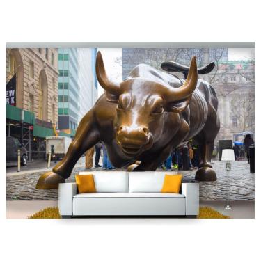 Imagem de Papel De Parede Cidade Wall Street Touro 3D Ncd143