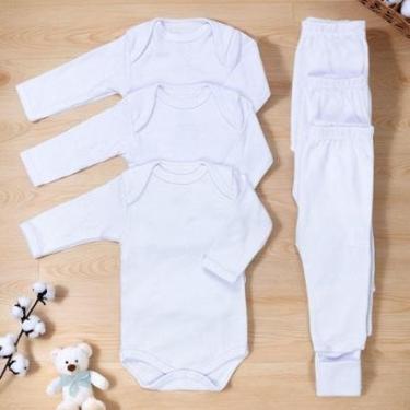 Imagem de Conjunto 6 Peças - Body Manga Longa E Calça Com Pé Reversível-Unissex