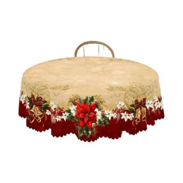 Imagem de Toalha De Mesa Retro Country Farmhouse Feliz Natal Com Padrão Floral P