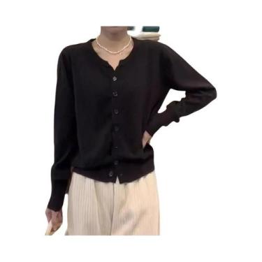 Imagem de Suéter Feminino De Cashmere Com Tricô Fino, Gola Redonda, Quente E Cas