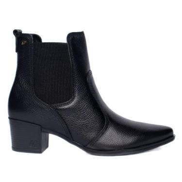 Imagem de Bota Feminina Pegada Cano curto Couro Preto, Preto, 37