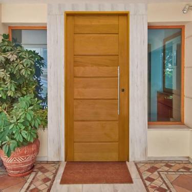 Imagem de Kit Porta de Madeira BBB 210x92cm Batente 14cm Fechadura Rolete Rodam 