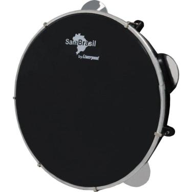 Imagem de Pandeiro 10 Premium Pele Preta Sambrasil Liverpool Preto