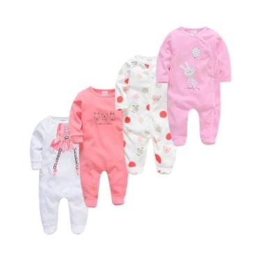 Imagem de Macacão De Bolinhas Para Bebês Meninas De 0 a 12 Meses, Conjunto De 3 