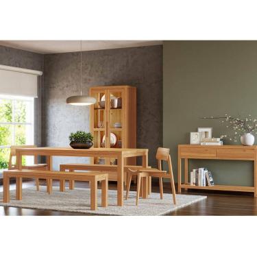 Imagem de Conjunto Sala Jantar Nature: Cristaleira, Aparador, Mesa, Banco e Cadeiras Rústico Clar...
