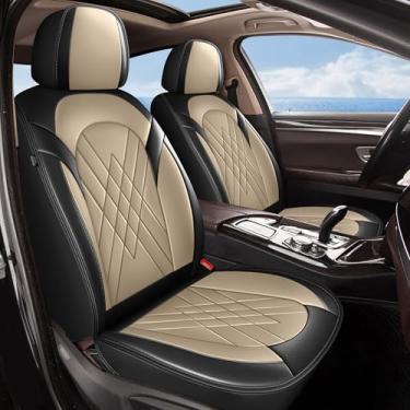 Imagem de YORKNEIC Capa Para Banco Dianteiro De Carro, 2 Peças, Ford Edge 2007-2023 2024 2025: Automotiva Couro Sintético, Protetor À Prova D'Água (Preto E Bege)