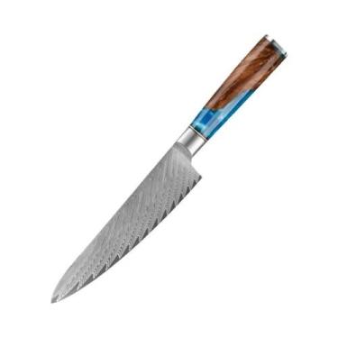 Imagem de Conjunto De Facas De Cozinha Em Aço Damasco VG10 Japonês Com Cabo Azul